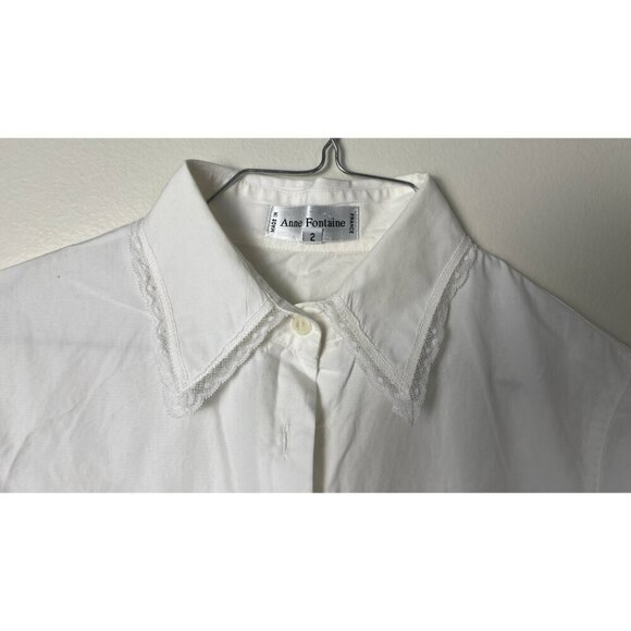 ANNE FONTAINE FRENCH LACE CUFF BUTTON UP BLOUSE 2 - Picture 3 of 8